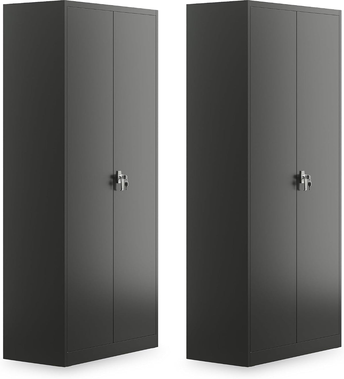SIMPLI-MAGIC 2 Pack Metal Garage Storage Cabinet with Lock, Tall Tool Organizer Steel Locker, 4 Adjustable Shelves for Home, Office, Warehouse, Garage, Black