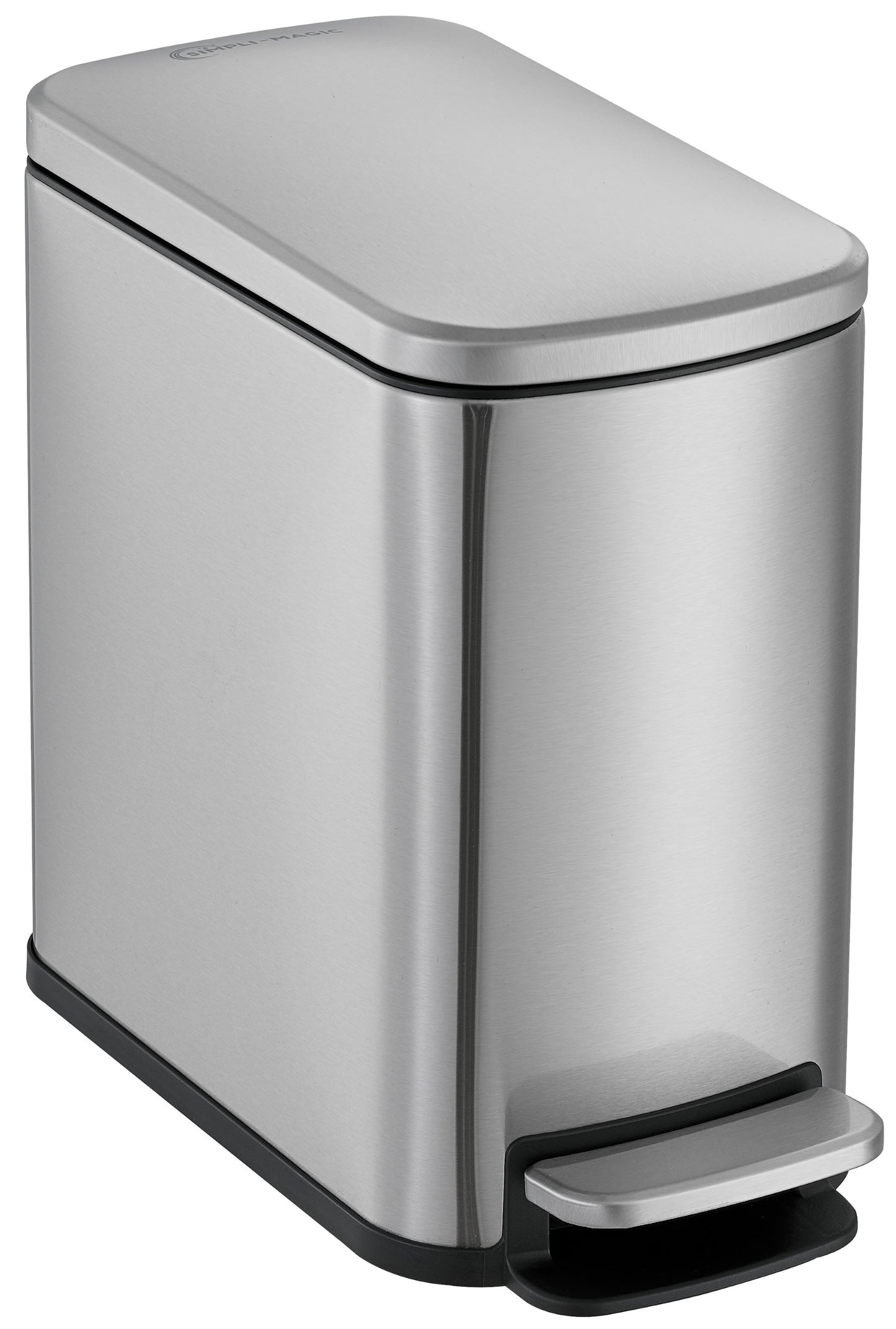 6L / 1.6 Gallon Compact Stainless Steel Trash Can with Foot Pedal, Quiet Soft-Close Lid, Space-Saving Design