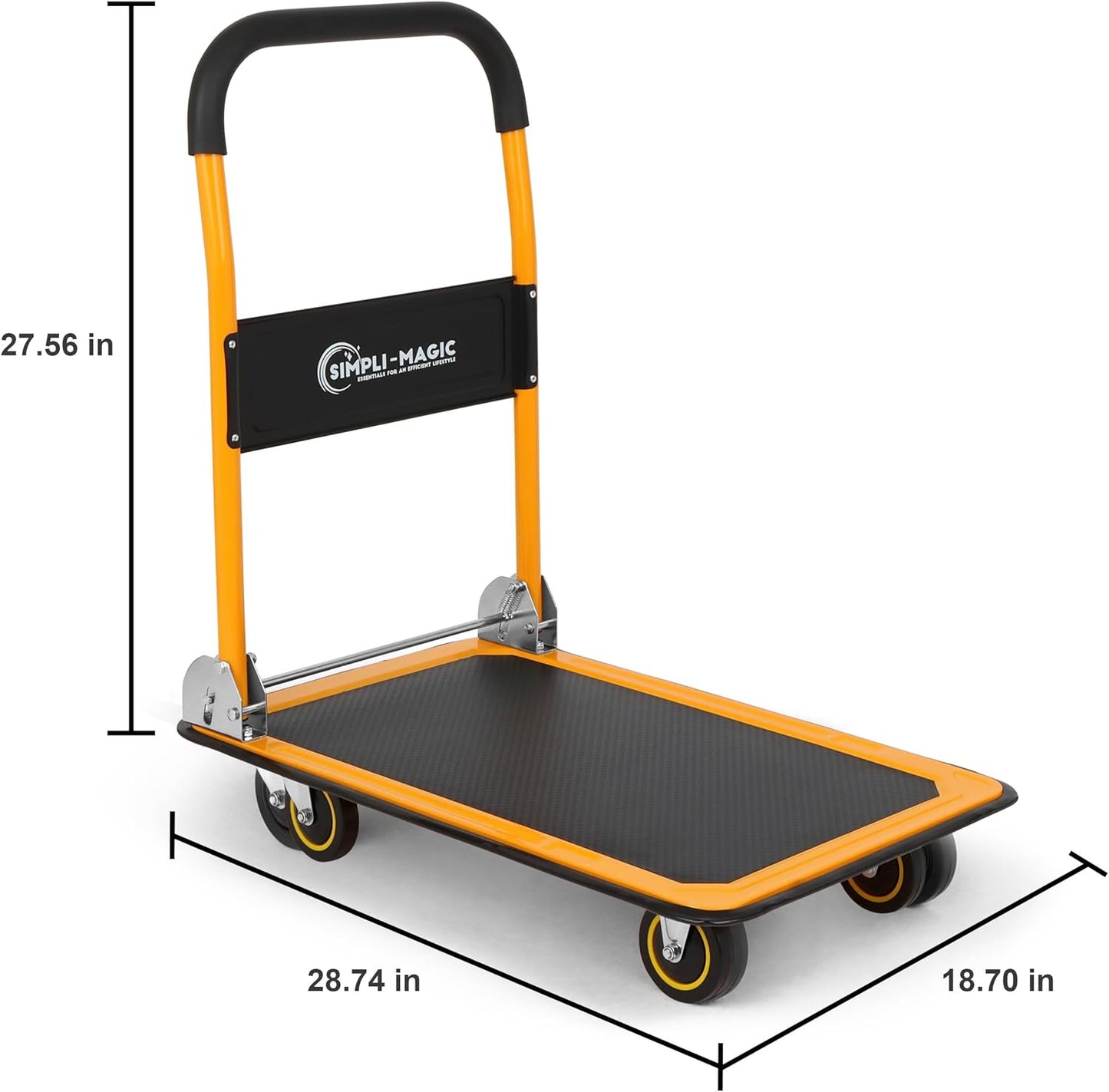 SIMPLI-MAGIC Push Cart Dolly, 330 LBS – Foldable Moving Platform Hand Truck – Easy Storage, 360 Degree Swivel Wheels Flat Bed Cart
