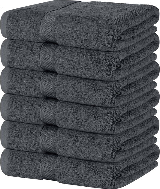 SIMPLI-MAGIC Premium Soft Bath Towels 24"x46", 550 GSM – 100% Cotton Bathroom Towel Set of 6 – Highly Absorbent & Quick-Dry Shower Towels for Pool, Spa & Gym (Gray)