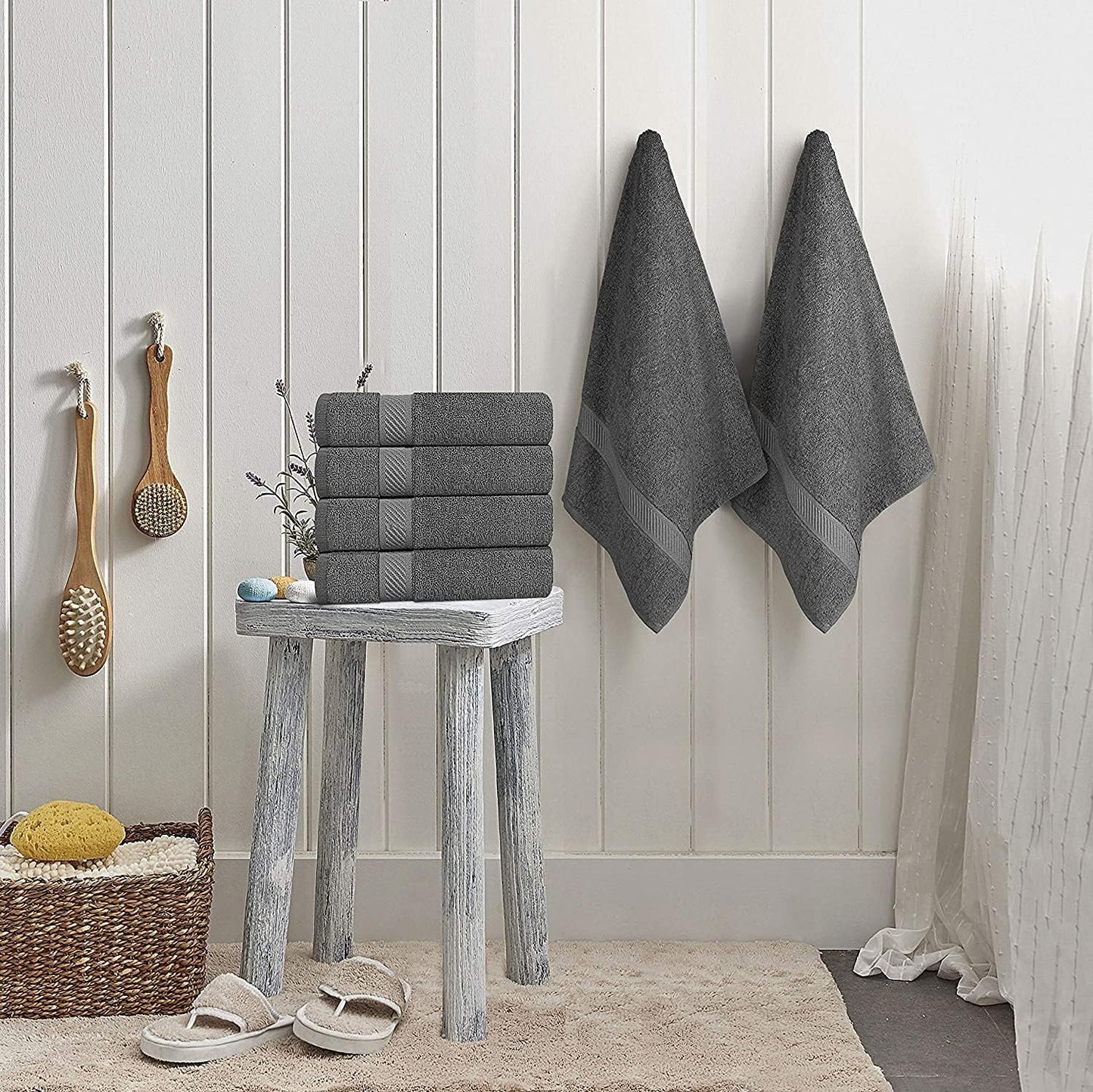 SIMPLI-MAGIC Premium Soft Bath Towels 24"x46", 550 GSM – 100% Cotton Bathroom Towel Set of 6 – Highly Absorbent & Quick-Dry Shower Towels for Pool, Spa & Gym (Gray)