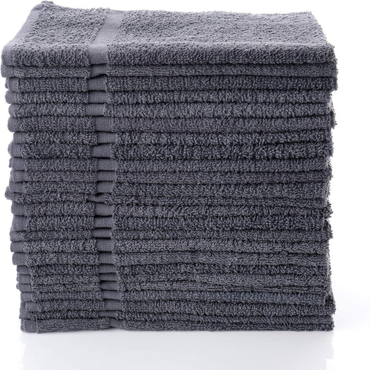 SIMPLI-MAGIC Cotton Hand Towels 16"x27" (12 Pack) – Soft Towels for Bathroom, Kitchen, Salon & Gym (Gray)