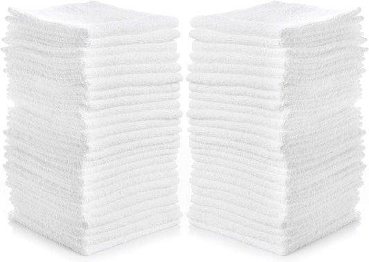 SIMPLI-MAGIC Cotton Wash Cloths 12"x12" (40 Pack) – Highly Absorbent Soft Towels for Bathroom – Commercial Terry Washcloth for Face, Hand, Bath, Kitchen, Gym & Hotel (White)