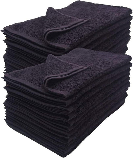 SIMPLI-MAGIC Cotton Hand Towels 16"x27" (12 Pack) – Soft Towels for Bathroom, Kitchen, Salon & Gym (Black)