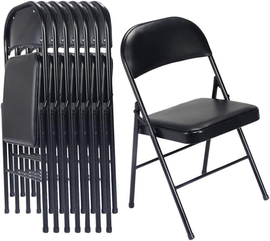 Simpli-Magic 6 Pack Black Padded Folding Chairs with Cushion – Durable Metal Foldable Chairs for for Indoor Outdoor Weddings, Parties, Backyard & Office Events