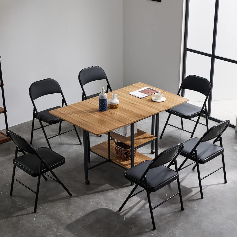 Simpli-Magic 6 Pack Black Padded Folding Chairs with Cushion – Durable Metal Foldable Chairs for for Indoor Outdoor Weddings, Parties, Backyard & Office Events