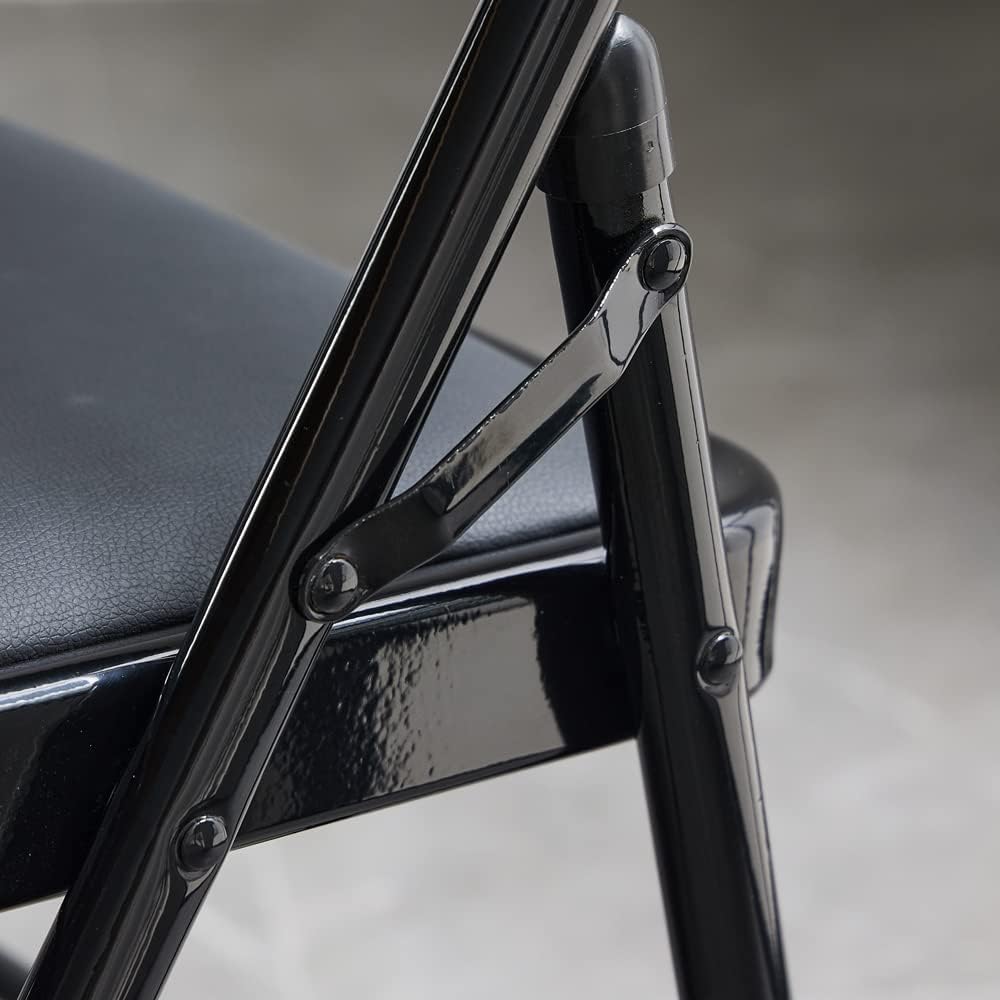 Simpli-Magic 6 Pack Black Padded Folding Chairs with Cushion – Durable Metal Foldable Chairs for for Indoor Outdoor Weddings, Parties, Backyard & Office Events