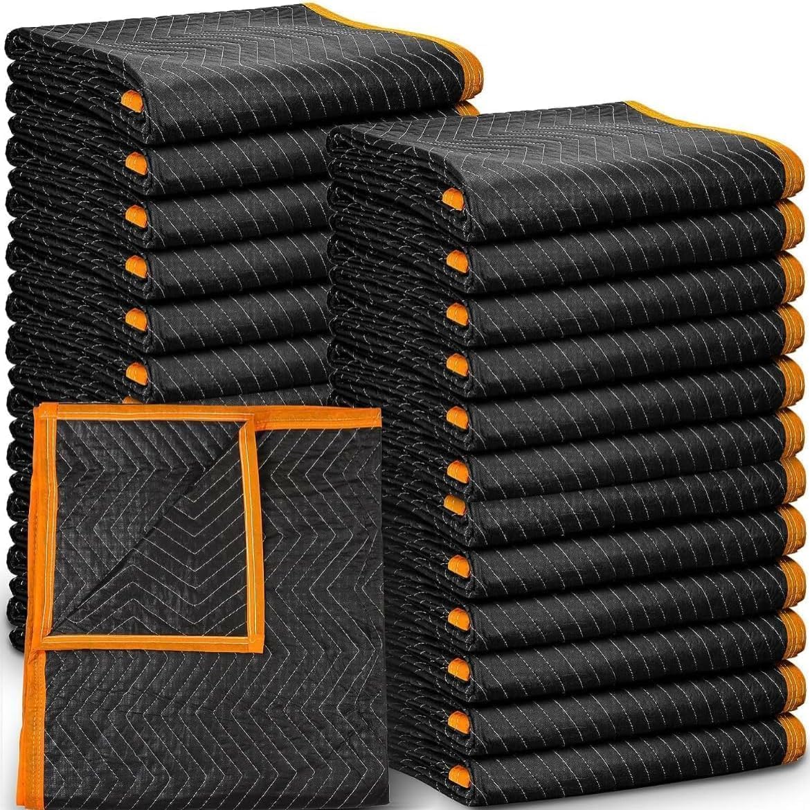 SIMPLI-MAGIC IMPROVED 750LBS Tear Strength Heavy Duty Padded Moving Blankets 72" x 40" – 12 Pack – Packing Blankets, Furniture Covers for Moving