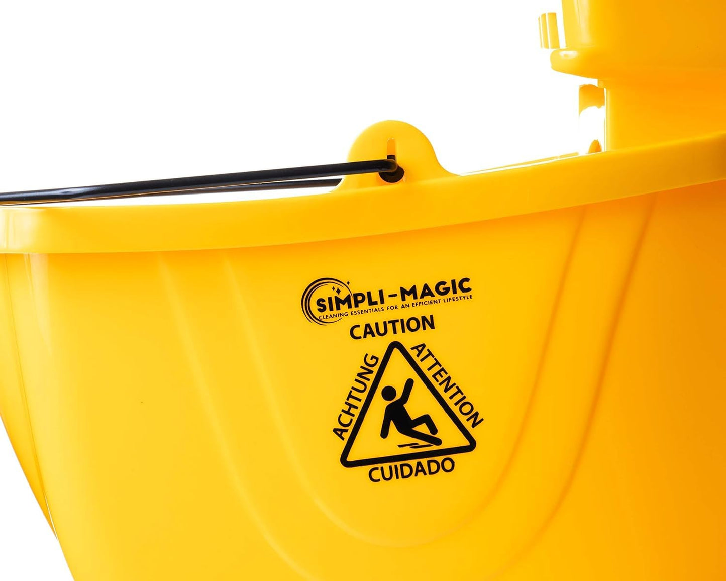 SIMPLI-MAGIC Commercial Mop Bucket with Side Press Wringer, 26 Quart – 50,000 Cycles Wringer – Industrial Mop Bucket with Wheels, Yellow