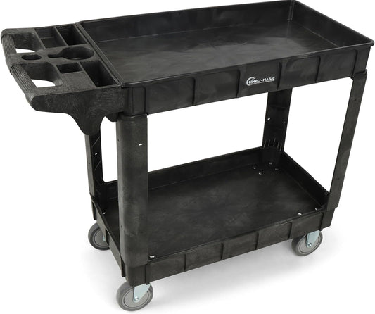 Simpli-Magic Rolling Utility Cart on Wheels, Heavy Duty with Ergonomic Handle, Deep Shelfs for Garage, Warehouse, Workshop, 600-Pound Capacity 40x33x17-Inch
