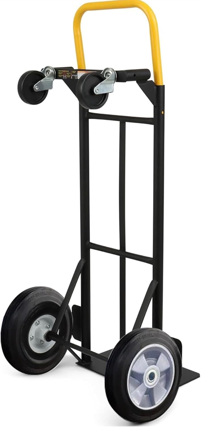 SIMPLI-MAGIC 2 in 1 Convertible Hand Truck and Dolly, 800LBS – Heavy-Duty Moving Dolly Cart with 10" Flat Free Rubber Wheels & Handle