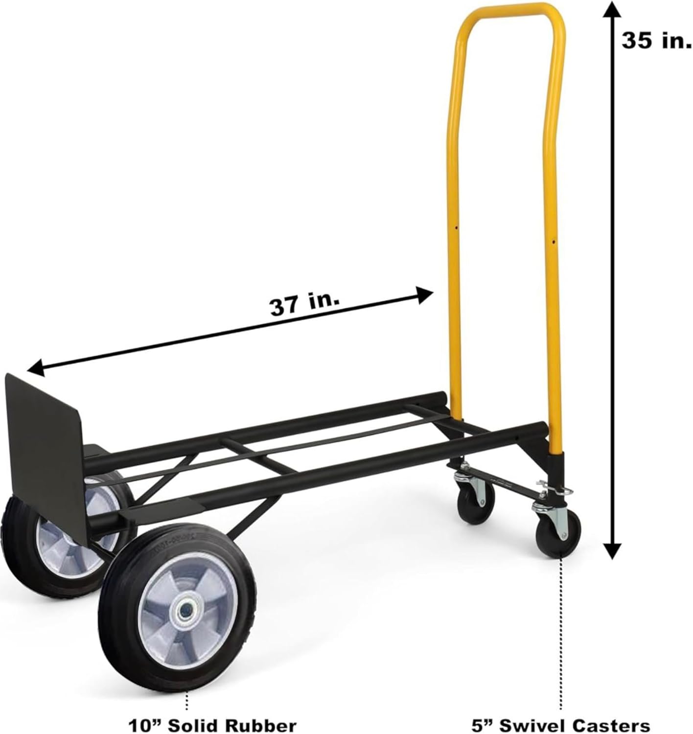 SIMPLI-MAGIC 2 in 1 Convertible Hand Truck and Dolly, 800LBS – Heavy-Duty Moving Dolly Cart with 10" Flat Free Rubber Wheels & Handle