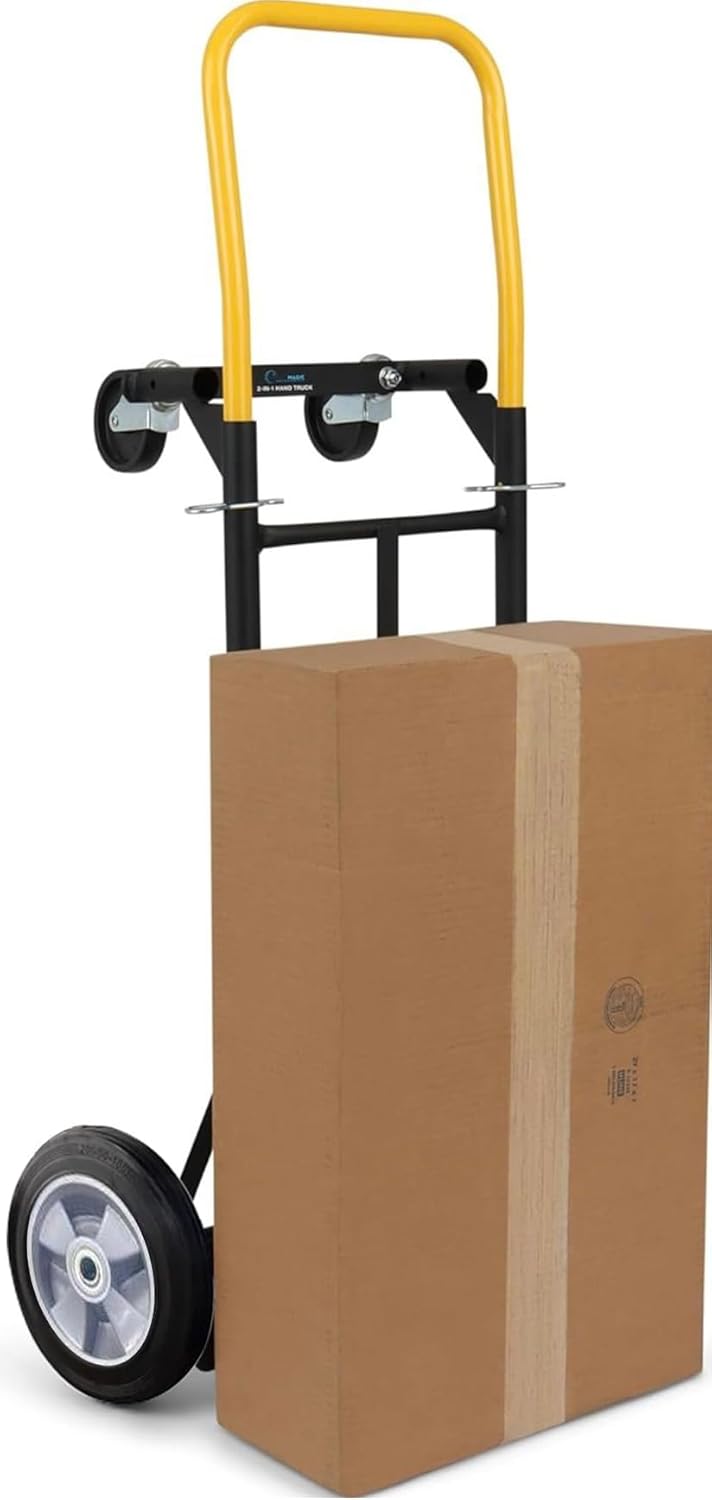 SIMPLI-MAGIC 2 in 1 Convertible Hand Truck and Dolly, 800LBS – Heavy-Duty Moving Dolly Cart with 10" Flat Free Rubber Wheels & Handle