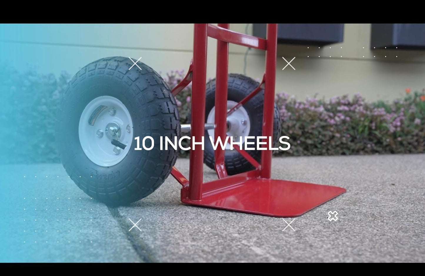 SIMPLI-MAGIC Steel Pneumatic Hand Truck Dolly, 600LBS – Convertible Heavy-Duty Moving Dolly Cart with 10" Wheels – Stable, Smooth Movement, Premium American Red Finish