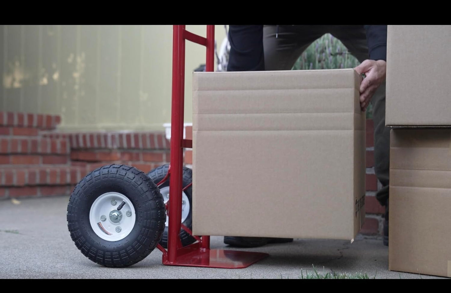SIMPLI-MAGIC Steel Pneumatic Hand Truck Dolly, 600LBS – Convertible Heavy-Duty Moving Dolly Cart with 10" Wheels – Stable, Smooth Movement, Premium American Red Finish