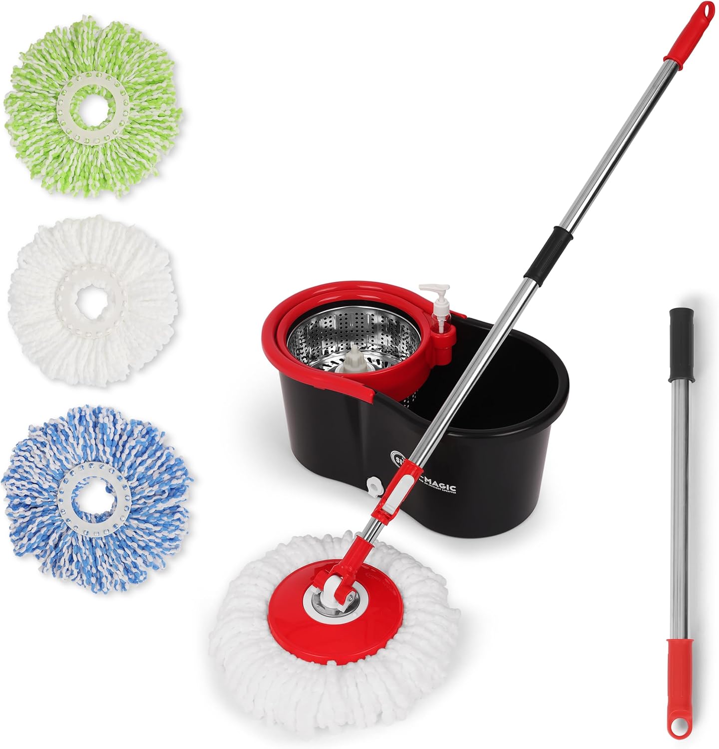 SIMPLI-MAGIC 360° Spin Mop and Bucket with Wringer – 3 High