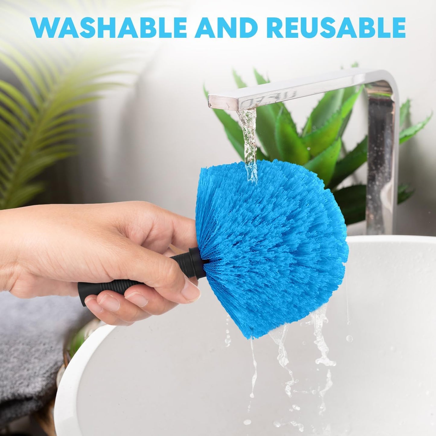 Simpli-Magic 5-to-12 Foot Cobweb Duster with Extension Pole Combo (20 Ft Reach, Medium-Stiff Bristles), Spider Web Brush with Pole - Hand-Packaged, Lightweight, 3-Stage Aluminum Pole
