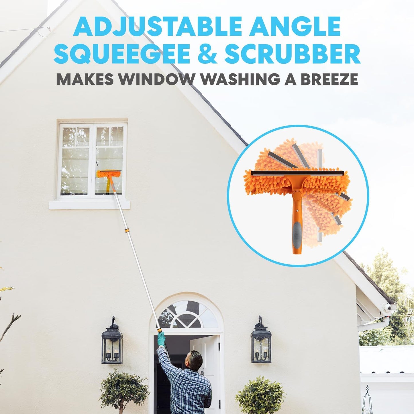 Simpli-Magic 20 Foot High Ceiling Duster Kits with 5-12ft Heavy Duty Extension Pole, High Reach Duster for Cleaning,Microfiber Feather Duster,Cobweb Duster,Ceiling Fan Duster,Window Squeegee & Cleaner