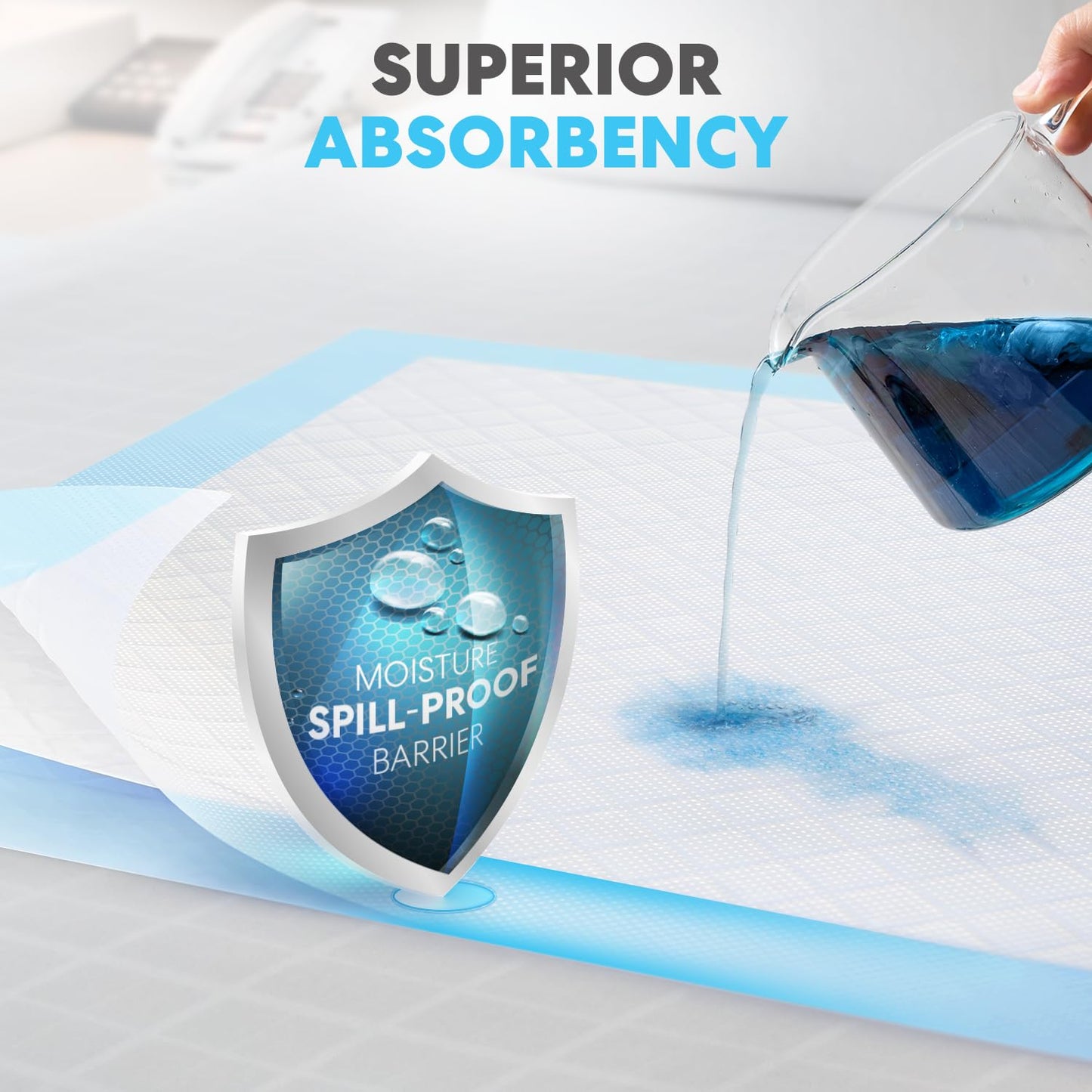 Simpli-Magic Disposable Underpads 23'' X 36'' (100-Count) Incontinence Pads, Chux, Bed Covers, Puppy Training | Thick, Super Absorbent Protection for Kids, Adults, Elderly | Liquid, Urine, Accidents
