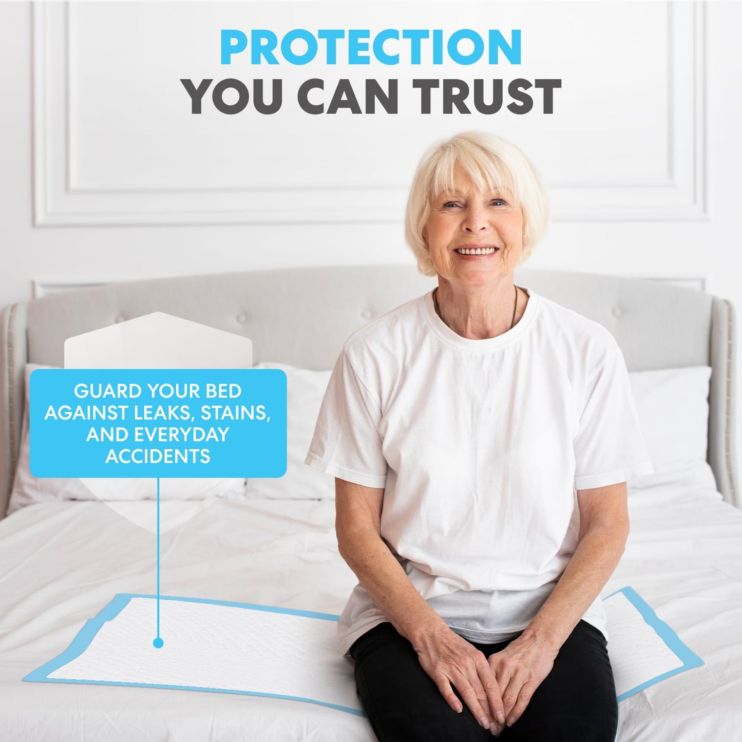 Simpli-Magic Disposable Underpads 23'' X 36'' (100-Count) Incontinence Pads, Chux, Bed Covers, Puppy Training | Thick, Super Absorbent Protection for Kids, Adults, Elderly | Liquid, Urine, Accidents
