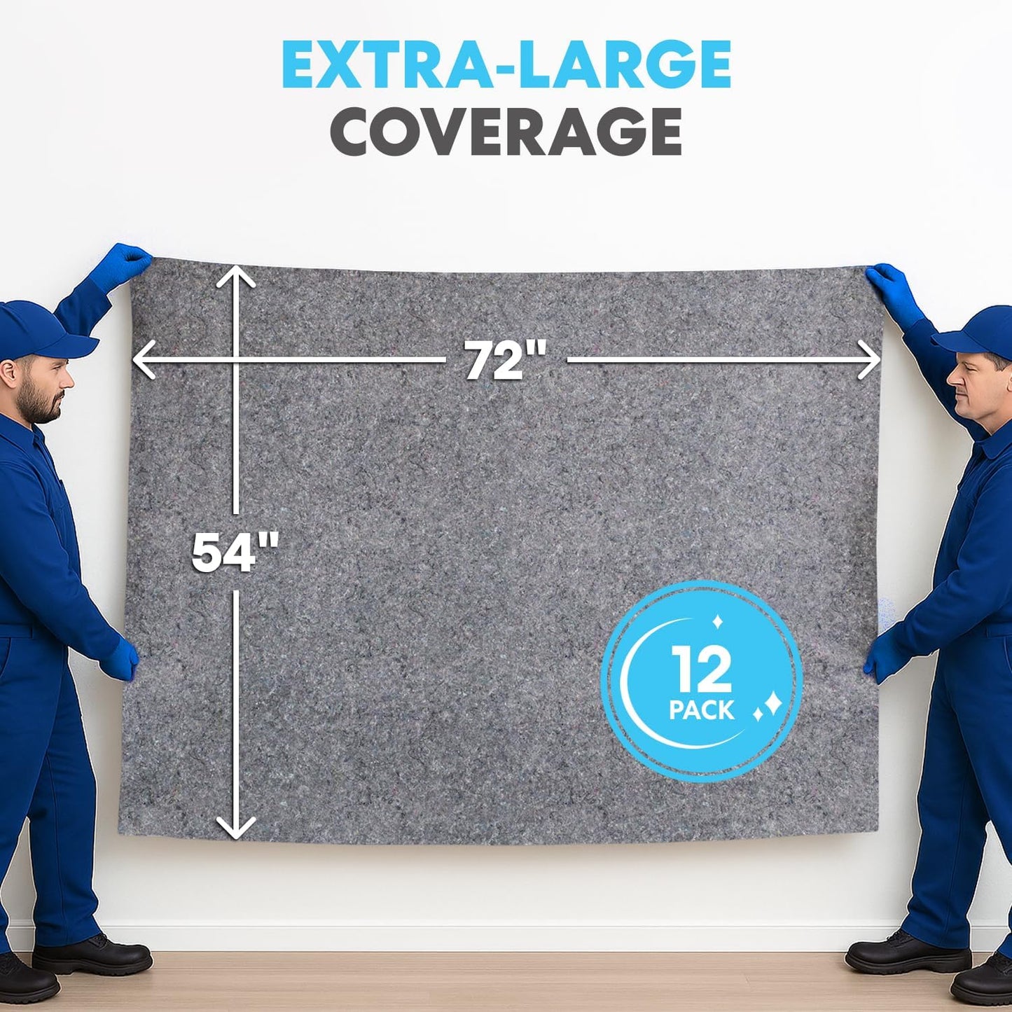 SIMPLI-MAGIC Padded XL Moving Blanket Pads, 12 Pack, Heavy Duty, Eco-Friendly Pads for Packing & Furniture Protection