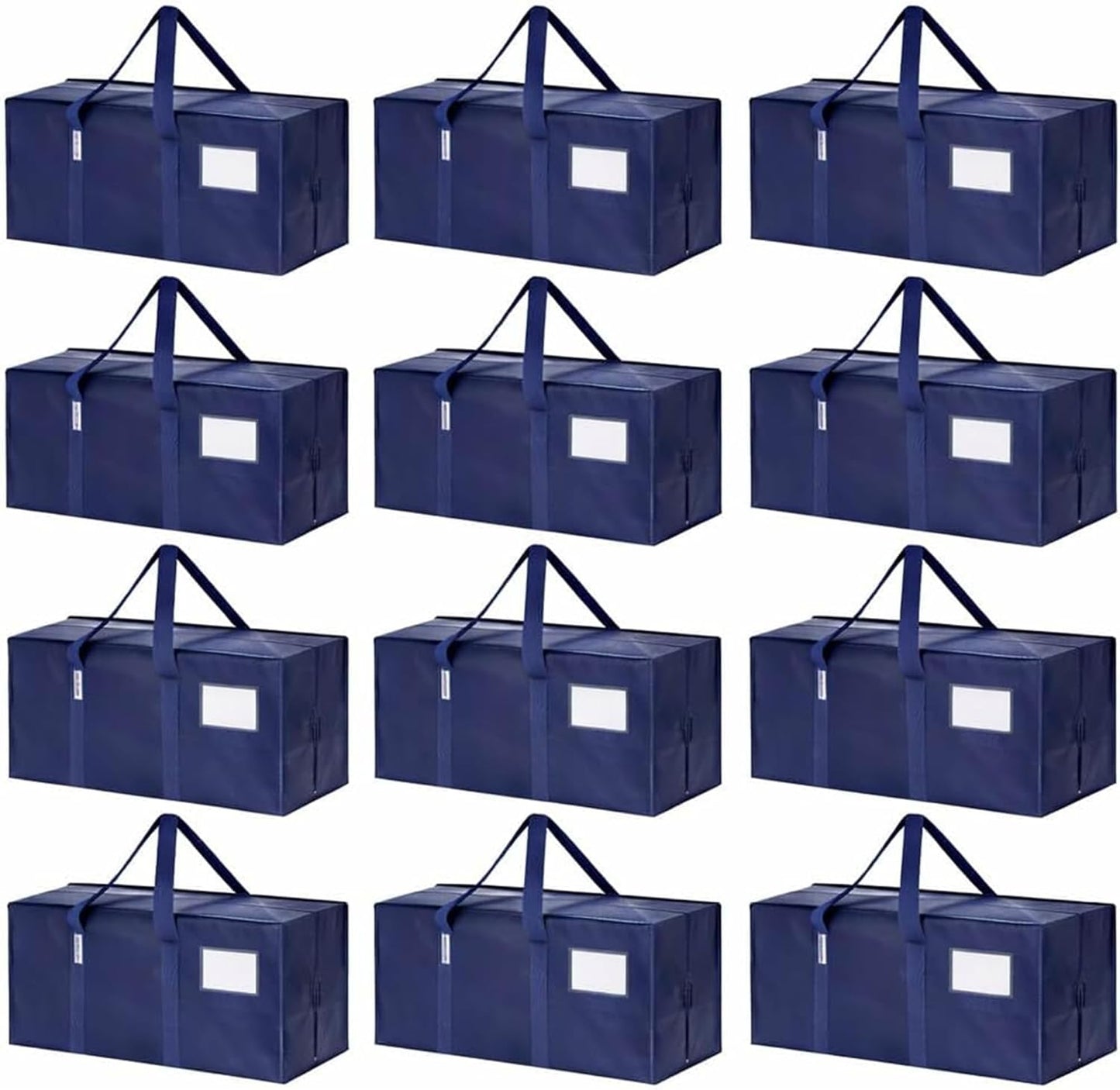 SIMPLI-MAGIC Heavy Duty Moving Bags 12-Pack - Extra Large Reusable Storage & Moving Bags with Carry Handles & Zipper Closure, Tear-Resistant Woven Polypropylene