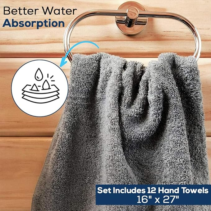 Simpli-Magic Cotton Hand Towels, Gray (Size: 16" x 27")