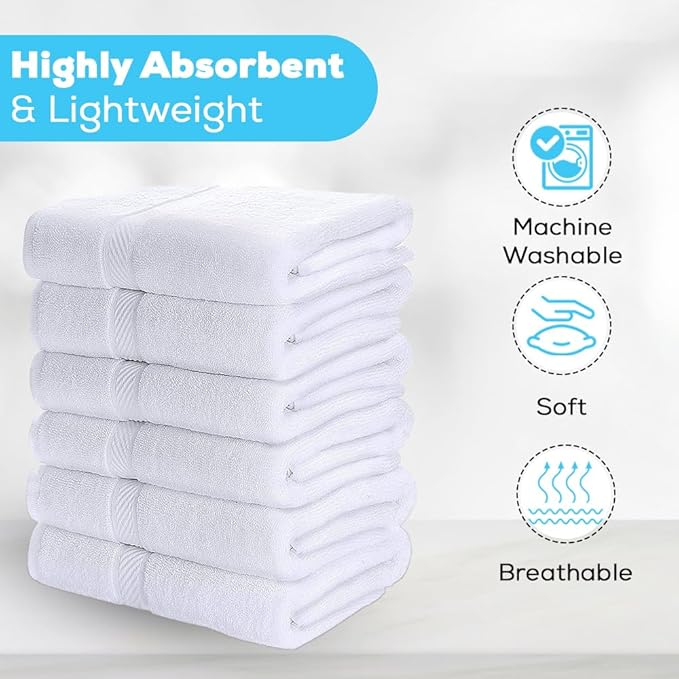 Simpli-Magic Cotton Bath Towels, White (Size: 24" x 46")