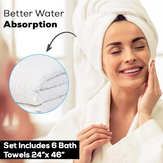 Simpli-Magic Cotton Bath Towels, White (Size: 24" x 46")