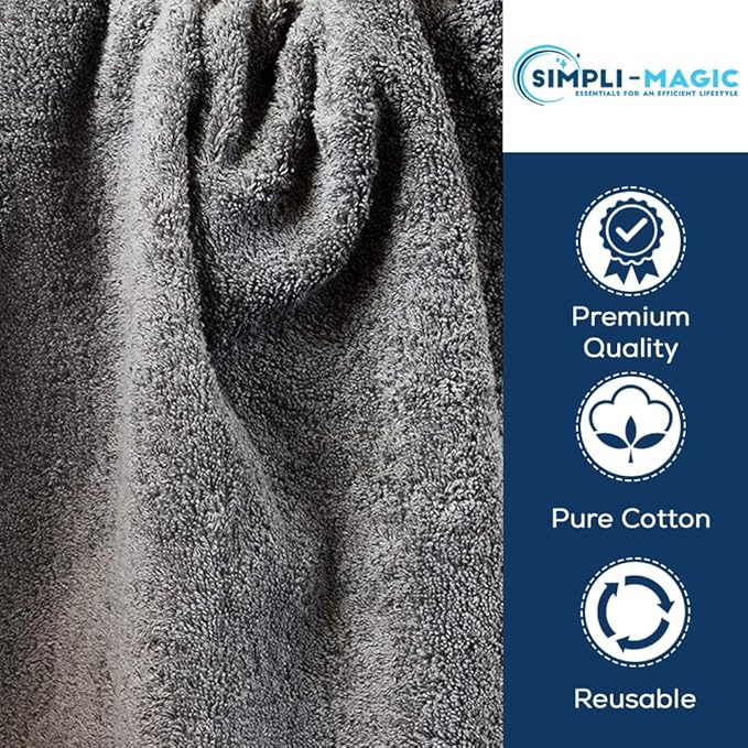 Simpli-Magic Cotton Hand Towels, Gray (Size: 16" x 27")