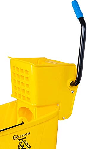Simpli-Magic 79358 Commercial Mop Bucket with Side Press Wringer, 26 Quart, Yellow