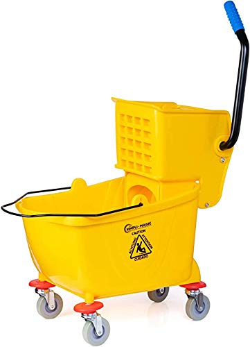 Simpli-Magic 79358 Commercial Mop Bucket with Side Press Wringer, 26 Quart, Yellow