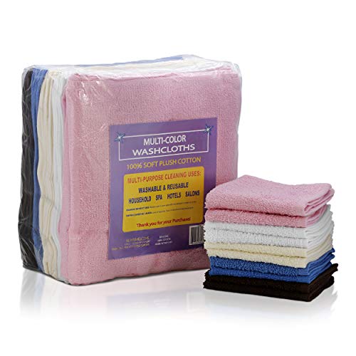 Simpli-Magic Cotton Washcloths, Multi Color (Size: 12" x 12")
