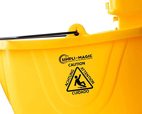 Simpli-Magic 79358 Commercial Mop Bucket with Side Press Wringer, 26 Quart, Yellow