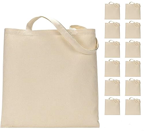 Simpli-Magic Canvas Tote Bags, 13" x 15", Pack of 15, Natural