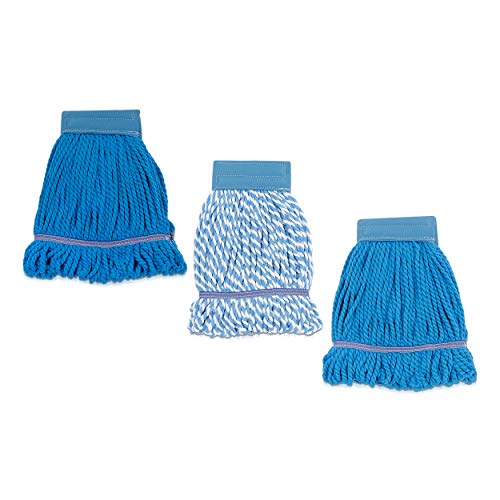 Simpli-Magic 79225 Commercial Grade Microfiber Looped Mop, Replacement Heads, Blue, 3 Pack