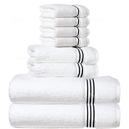 Simpli-Magic 64 Piece Bath Towel Set, 16 Bath, 16 Hand, 32 Wash Clothsand, 4 Wash Cloths, 100% Ring Spun Cotton Highly Absorbent Towels for Bathroom, Gym, Hotel, and Spa, (2) 27" X 54" (2) 16" x 30" (4) 13" x 13", Black