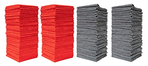 Pull N Wipe 79135 Edgeless Technology Microfiber Cloths, 2 Free Dispenser Boxes, 12"x12", Red/Gray, 100 Pack