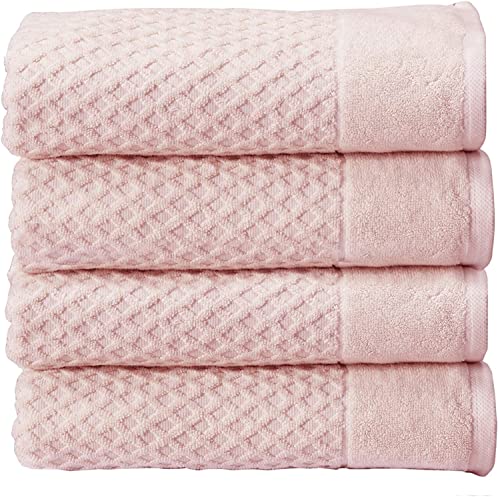 Simpli-Magic 79453 Diamond 100% Cotton Bath Towels, Pink, 4 Count