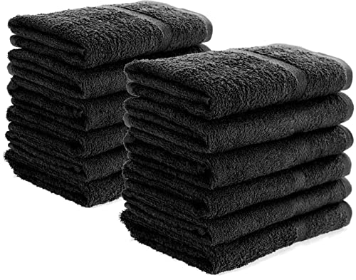 Simpli-Magic Cotton Hand Towels, Black, Not Bleach Proof (Size: 16" x 27")