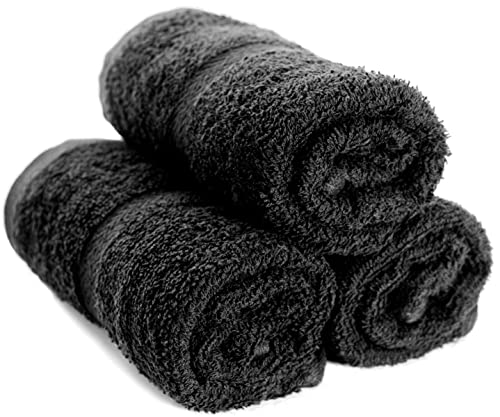 Simpli-Magic Cotton Hand Towels, Black, Not Bleach Proof (Size: 16" x 27")