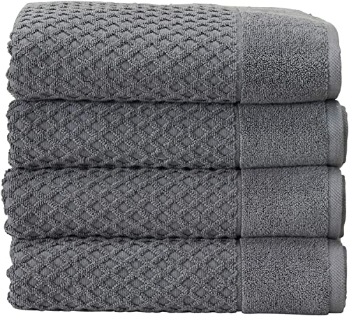 Simpli-Magic Diamond Design Cotton Bath Towels, Gray (Full Case of 32 Bath Towels)