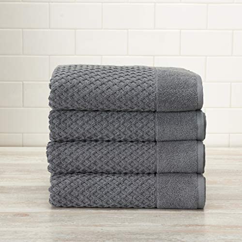 100% Cotton Gray Diamond Bath Towels (4-Pack)