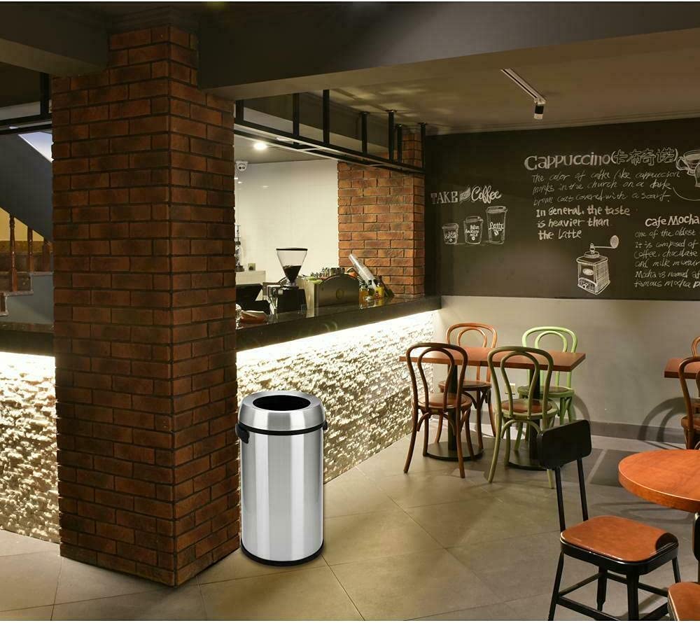 Open Top Trash Can (Silver)