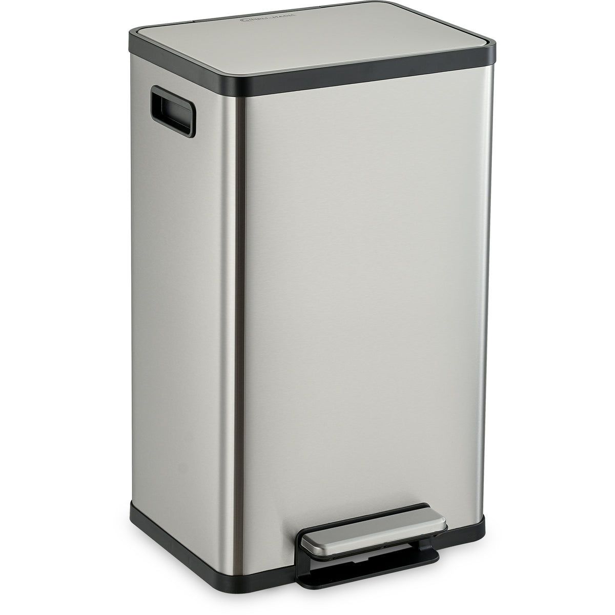 SIMPLI-MAGIC 50 Liter / 13.2 Gallon Soft-Close, Smudge Resistant Trash Can with Foot Pedal and Built in Filter- Stainless Steel, Sleek Finish