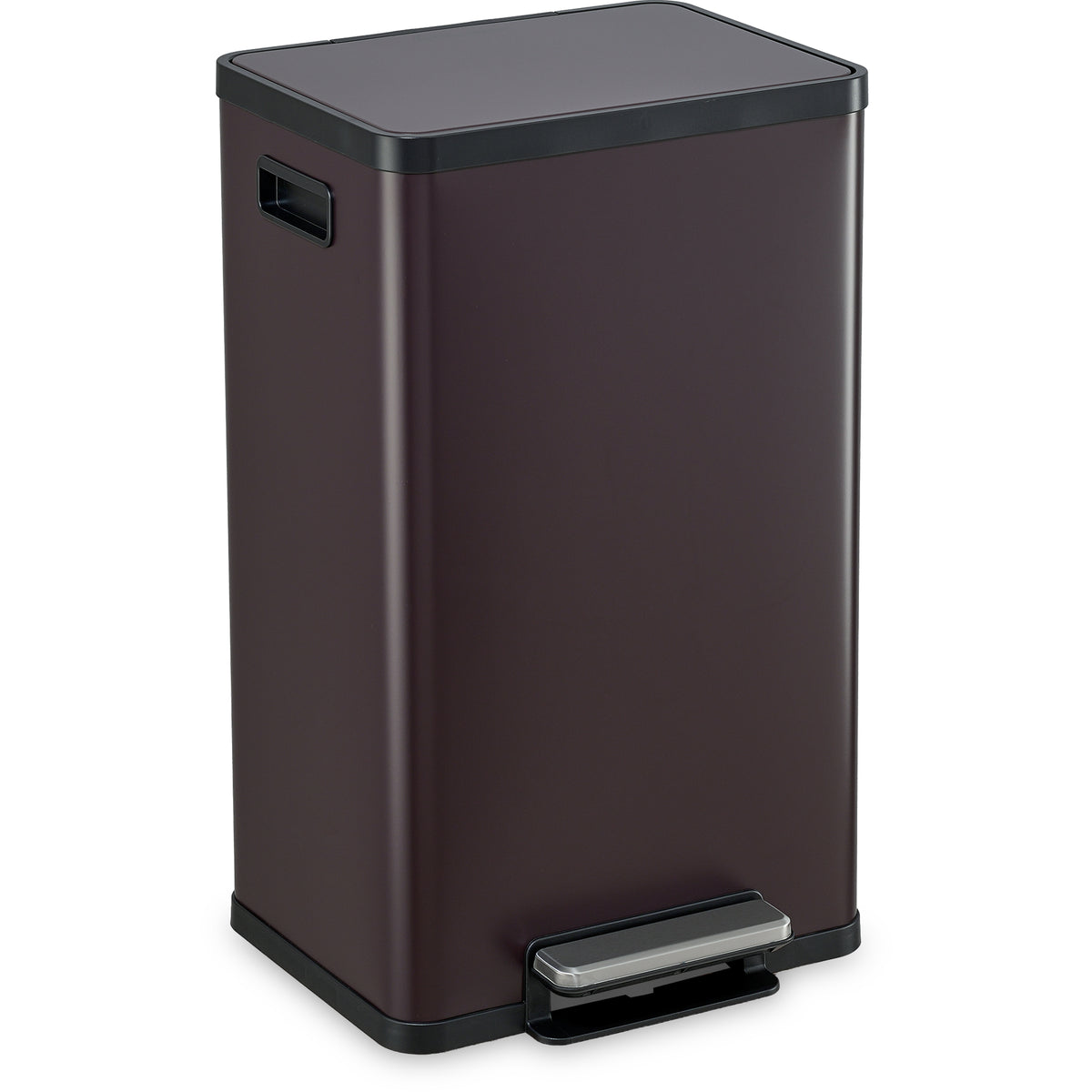 50 Liter / 13.2 Gallon Soft-Close, Smudge Resistant Trash Can with Foot Pedal and Built in Filter- Brown