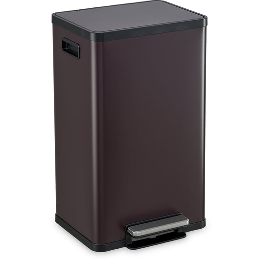 50 Liter / 13.2 Gallon Soft-Close, Smudge Resistant Trash Can with Foot Pedal and Built in Filter- Brown