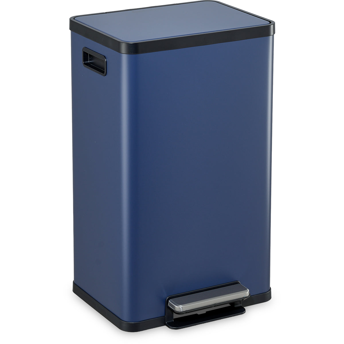 50 Liter / 13.2 Gallon Soft-Close, Smudge Resistant Trash Can with Foot Pedal and Built in Filter- Blue