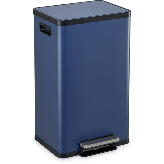 50 Liter / 13.2 Gallon Soft-Close, Smudge Resistant Trash Can with Foot Pedal and Built in Filter- Blue