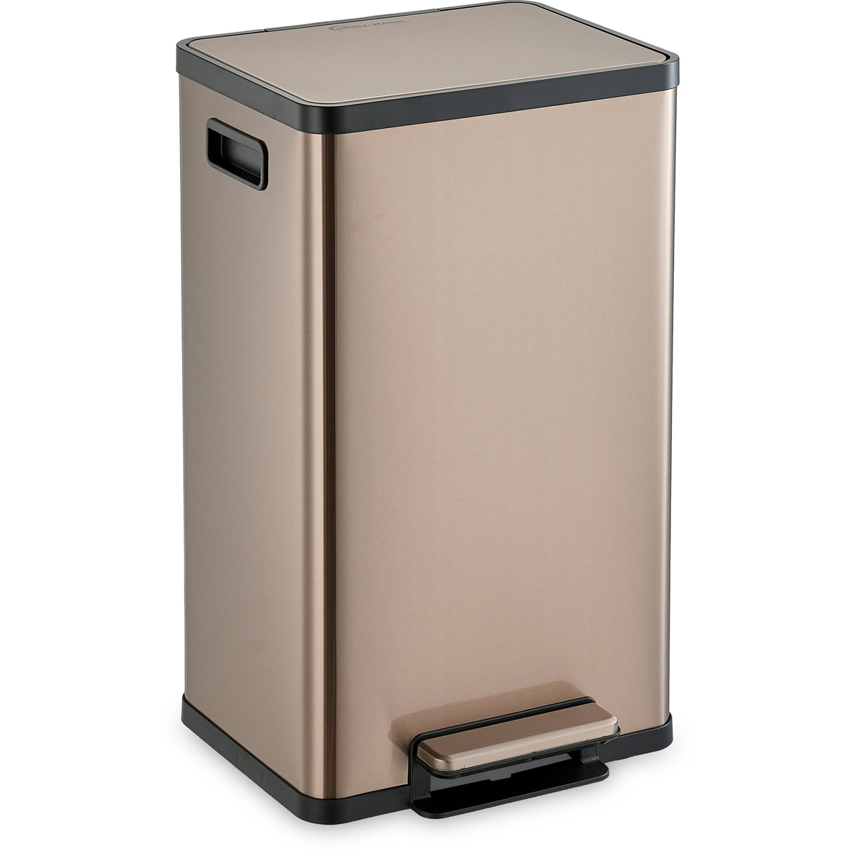 SIMPLI-MAGIC 13 Gallon/50 Liter Kitchen Trash Can, Stainless Steel Step-On Garbage Bin with Side Handles, Built-In Odor Filter Holder & Removable Inner Bucket for Kitchen & Office & Bedroom, Rose Gold